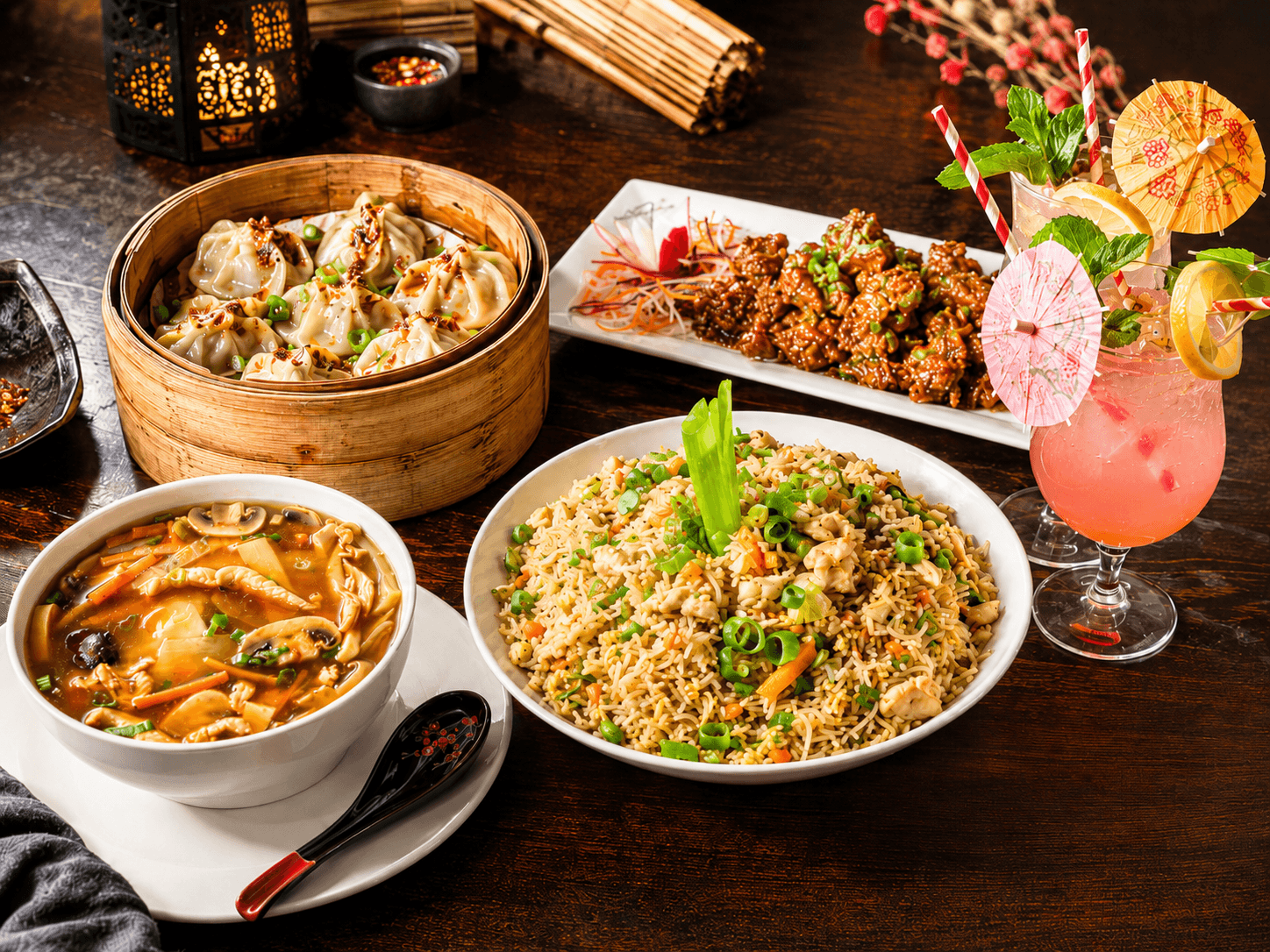 Restaurant hero background showcasing our signature dishes